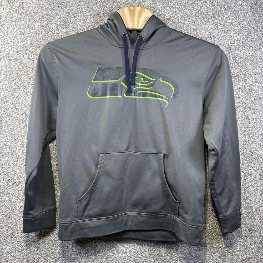 NFL Team Apparel Seattle Seahawks Hoodie‎ Mens Large Gray Performance Sweatshirt